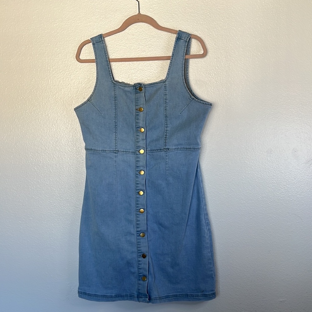 EUC CC Clothing Denim Button-front Mini Dress sz XL - Picture 3 of 7